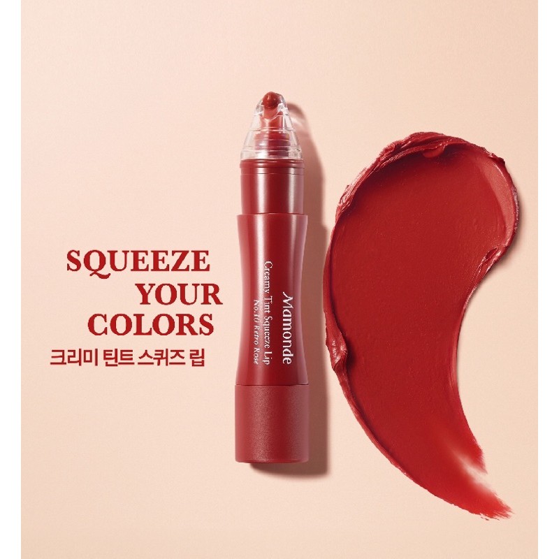 ลิปสติกสีส้มอมแดง Mamonde Creamy Tint Squeez Lip สี No.10 Retro Rose - toplips